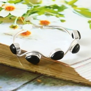 Black Onyx Cuff <b>Bracelet</b>, Horseshoe Bangle, Southwestern Western Boho Jewelry, Unique Gift for her - Product Image 1