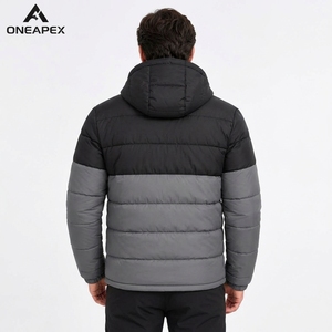 Veste matelassée à capuche pour homme, noire et grise, chaude, imperméable, légère, pour l'hiver et les activités de plein air, One Apex - Product Image 2