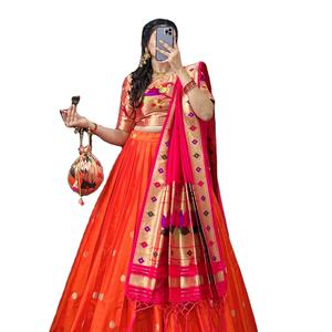 Diseñador Heavyv Jacquard Silk con tejido Zari Work Formal Quick Dry Party Wear Wedding Lehenga Choli para adultos - Product Image 1
