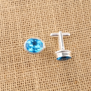 Gemelos de Lujo Niharika Gems, Diseño Artesanal Elegante, Plata de Ley 925 con Incrustaciones de Topacio Azul, para Hombre y Mujer - Product Image 2