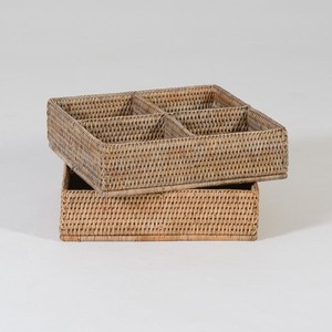 Organizadores de lujo para teteras de ratán, cesta de almacenamiento con compartimentos al mejor precio, accesorios de cocina - Product Image 1