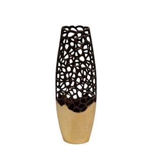 Black Gold Coral Cutout <b>Vase</b> Large <b>Tall</b> Openwork Mesh Decorative Two Tone Metal <b>Floor</b> <b>Vase</b> For Home Decor - Product Image 4