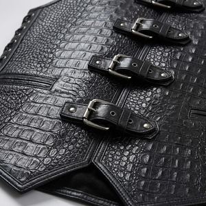 Factory Custom Made Crocodile Embossed Leather <b>Biker</b> Vest Mens Motorcycle Vest Genuine Leather Buckle Closure <b>Waistcoat</b> OEM OD - Product Image 6