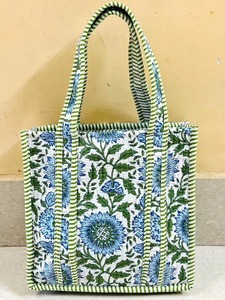 Bolsa de Algodón Acolchada Personalizada, Bolsa de Mano con Estampado Floral Vintage, Bolsa de Hombro Boho con Volantes y Gran Capacidad para Mujer - Product Image 4