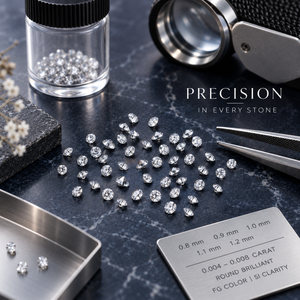 Diamantes Redondos Cultivados en Laboratorio de Primera Calidad 0.004-0.008 CT |   Diamantes Sueltos Melee de Color FG, Claridad SI, 0.8-1.2 MM, para Joyería, Venta al Por Mayor - Product Image 2