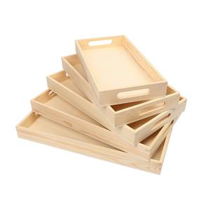 Plateau en bois de style japonais de forme rectangulaire, plateau de rangement pour aliments, plateau à collations, meilleur prix, plateau en bois d'acacia très vendu pour le petit-déjeuner - Product Image 3