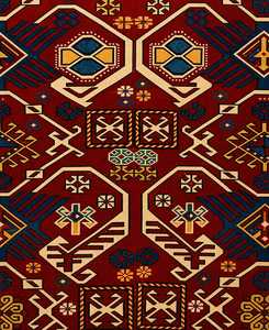 Red Geometric Tribal Pattern Brocade Fabric 100% Polyester Woven Jacquard <b>Home</b> <b>Textile</b> Medium Weight - Product Image 1