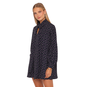 Mini-robe imprimée pour femme, col carré, coupe trapèze - Product Image 1
