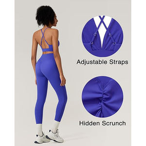 Ensemble de yoga réfléchissant pour femme : soutien-gorge de sport et leggings taille haute pour la course nocturne, haute visibilité, en nylon et élasthanne, vêtements de sport actifs - Product Image 6