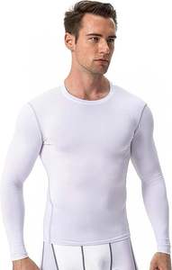 Camiseta Deportiva de Compresión de Manga Larga para Hombre, Blanca, de Spandex y Poliéster, Transpirable, de Secado Rápido, Lisa, Teñida, 140g - Product Image 2