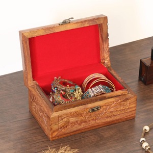 Eco-Friendly Rectangle <b>Wooden</b> <b>Box</b> for Jewelry Gift Storage-Soft Interior for Delicate Items Christmas Chinese New Year Tabletop - Product Image 4