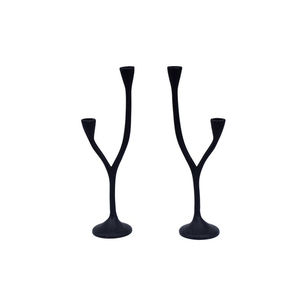 Porte-bougie conique de style américain, dîner aux chandelles, décoration de la maison et de la table, couleur noire, métal, bougies coniques - Product Image 5