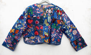 Vestes réversibles matelassées en coton à imprimé floral bohème pour femmes, manteau d'hiver vintage fait main avec fermeture à bouton unique - Product Image 5