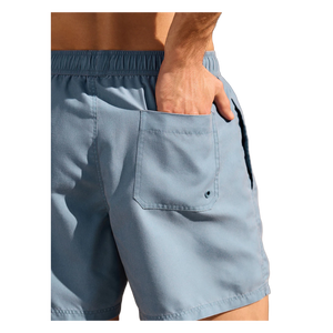 Short de plage uni bleu clair pour homme, taille mi-haute, braguette zippée, respirant, imprimé numérique, logo brodé, jambe gauche en polyester tissé - Product Image 4