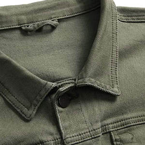 เสื้อแจ็คเก็ตยีนส์สีเขียวมะกอกคุณภาพสูงสำหรับผู้ชาย แบบสั่งทำพิเศษ กระดุมหน้า ทรงปกติ ใส่ได้ทุกฤดู - Product Image 5