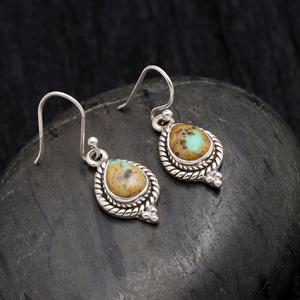 Pear Shape Arizona Turquoise Gemstone <b>Earrings</b> 925 Sterling <b>Silver</b> Handmade <b>Dangle</b> Jewelry Gift for Love Wholesale Price - Product Image 3