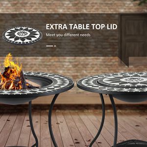 Table de repas extérieure 3-en-1 de 30 pouces avec foyer à bois, bac à glace et étagère de rangement pour patio, avec écran anti-étincelles - Durable pour brûler du bois - Product Image 6