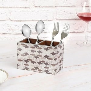 Organizador de Cubiertos Minimalista de Madera Natural con Asa de Hierro, Caja de Almacenamiento con Compartimentos para Tenedores, Cucharas y Cuchillos - Product Image 2