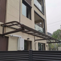 Auvent de fenêtre en aluminium thermolaqué, auvent en polycarbonate massif, abri extérieur contre le soleil et la pluie pour l'entrée de la villa