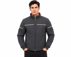 Men Charcoal <b>Grey</b> Winter <b>Jacket</b> Stylish Full Sleeve Zip Stand Collar Casual Outdoor Premium Padded Winterwear Soft CE Certified - Product Image 1