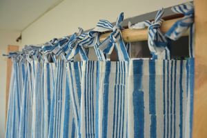 Cortina con Estampado de Rayas Azules, Panel de Ventana de Algodón para Decoración del Hogar y Hoteles, Diseño Personalizado, Exportador Mayorista - Product Image 5