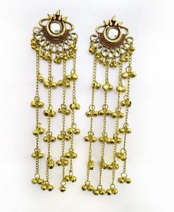 Pendientes Geométricos de Aleación de Zinc de Cachemira Tradicionales de Alta Calidad, Chapados en Oro, Joyería Étnica India Vintage para Mujer - Product Image 3