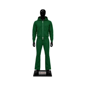 Conjunto Deportivo Verde Oscuro para Hombre, Sudadera con Cremallera Completa y Pantalones Acampanados, Conjunto de Dos Piezas a Juego, Ropa Deportiva Casual para Correr, Venta al Por Mayor - Product Image 1