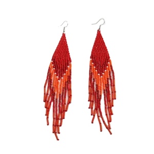 ลูกปัดข้าวทำด้วยมือเครื่องประดับลูกปัดโบฮีเมียนพู่ห้อยลูกปัดต่างหูระย้ายาวสำหรับผู้หญิง - Product Image 2