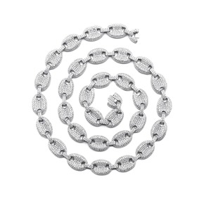 Geometric 14MM <b>Iced</b> <b>Out</b> Cuban Link <b>Chain</b> Hip Hop Moissanite Silver Trendy Rappers Bling Choker Jewelry Necklace - Product Image 1