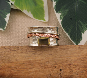 แหวนซิทรินทำมือ เงินแท้ 925 สองสี เครื่องประดับศิลปะ หินสีเหลืองธรรมชาติ สำหรับงานปาร์ตี้ ขายส่ง - Product Image 2