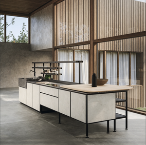 Meubles de cuisine modernes en MDF avec finition stratifiée, design rectangulaire, style minimaliste, avec évier, robinet et tiroirs coulissants - Product Image 2
