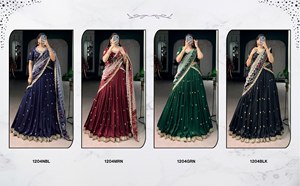 Conjunto de Lehenga-Choli de Seda Vichitra de la Mejor Calidad con Bordado de Lentejuelas en Toda la Prenda y el Borde, Moda Femenina - Product Image 5