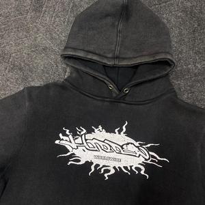 Vintage <b>Washed</b> Men's Hooded Sweatshirt 100% Cotton Jersey Pullover Hoodie with Front Pocket <b>Screen</b> Print Winter Wear - Product Image 4