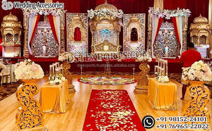 Cérémonie de réception de mariage traditionnelle et chic Scène de fête de fiançailles de mariage indien du sud Cérémonie de mariage hindou Shagun - Product Image 5