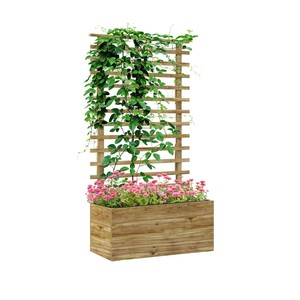 Bac à légumes surélevé en bois pour jardin avec treillis, jardinière extérieure pour légumes et fleurs, treillis de jardin pour balcon - Product Image 1