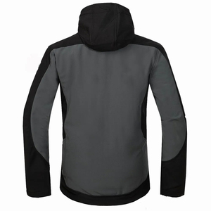 Chaqueta de Forro Polar con Capucha para Hombre, Cortavientos, Deportiva, para Invierno, con Cierre de Cremallera, Gris, Negro, Naranja - Product Image 2