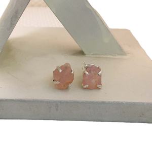 Pendientes de tuerca de Plata de Ley 925 de hermoso diseño con piedras preciosas de cuarzo rosa, joyería en línea al por mayor para compromiso - Product Image 1