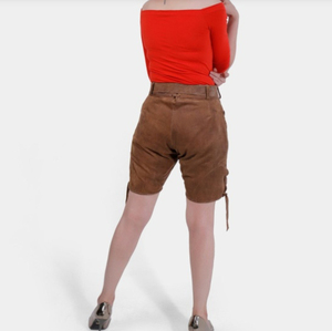 Women Trachten Lederhosen Traditional Bavarian Leather Shorts Oktoberfest Wear Lederhosen Damen Bavarian Style - Product Image 6