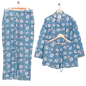 ชุดนอนผ้าฝ้ายพิมพ์ลายดอกไม้ คอปกพับได้ สวมใส่สบาย สำหรับผู้หญิง - Product Image 6