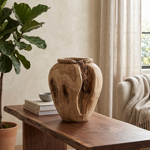 Jarrón Decorativo de Madera de Teca, Maceta Natural con Efecto de Erosión, Macetero de Lujo Balinés Hecho a Mano, Adornos para Sala de Estar, Conjuntos para el Hogar - Product Image 3