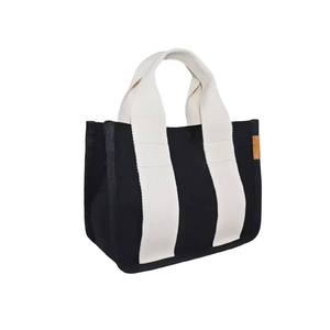 Premium <b>Mini</b> <b>Canvas</b> Tote Bag with Contrast Wide Straps Durable Small Handbag for Daily Lunch and Essentials - Product Image 1