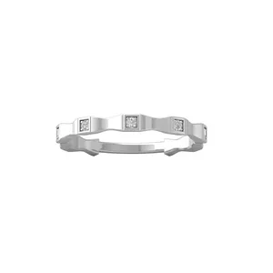 Anillo de boda de oro blanco de 14 quilates con diamante cultivado en laboratorio de 0.05 quilates, talla 9 para mujer - Product Image 2