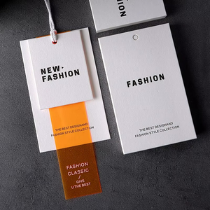 Luxury Custom logo Printed Soft PVC Plastic Clothing Garment Jean Swing Cotton Paper hang Tag Hangtag Label <b>Sticker</b> for Clothing - Product Image 4