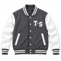 Veste universitaire personnalisée pour homme en laine et coton, col montant, logo brodé sur le devant, style streetwear, hiver