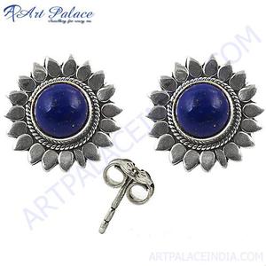 Art Palace – boucles d'oreilles en argent Lapis en forme de fleur pour femmes, bijoux de Style Vintage - Product Image 4