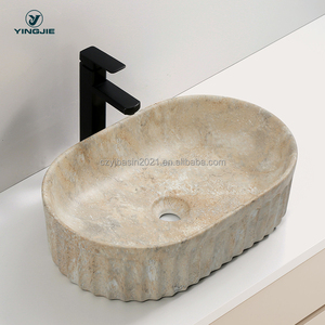 Évier de vasque en céramique de style hôtel de luxe Cuvette de bain imprimée par transfert d'eau personnalisable Lavabo en céramique de salle de bain OEM - Product Image 3