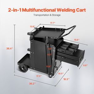 "Welding <b>Cart</b> 350LBS Capacity 2 Drawers Heavy Duty Lockable Anti Theft <b>Storage</b> Cabinet 360 Swivel" - Product Image 2