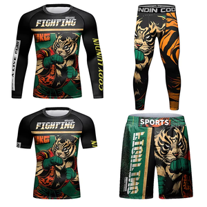 Chemises de compression pour hommes MMA BJJ UPF50 anti-UV, design OEM, impression sublimée personnalisée, spandex/nylon 220g, entièrement sublimées - Product Image 4
