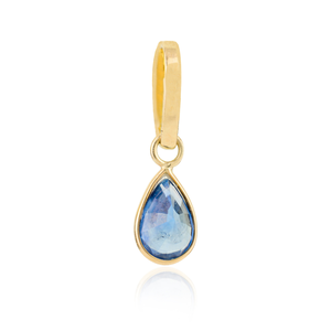 14K <b>Solid</b> Yellow <b>Gold</b> Teardrop Charm <b>Pendant</b> with Garnet Topaz or Diamond Options - Product Image 2
