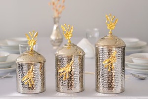 Modern Luxury <b>Glass</b> Storage Jars With Marble Lids Gold Accents Cylinder Shape Airtight Kitchen <b>Containers</b> - Product Image 5